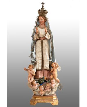 Scultura antica Napoletana raffigurante "Madonna Immacolata". Napoli XIX secolo.