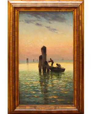 Achille Vertunni (1826 - 1897), Pescatori all'alba