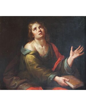 Michelangelo Merisi da Caravaggio maniera di; San Giovanni Evangelista, olio su tela