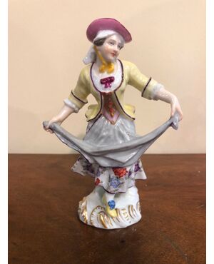 Porcelain figurine with female figure.Samson manufacture, France.     