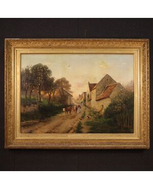 French signed landscape painting 1899