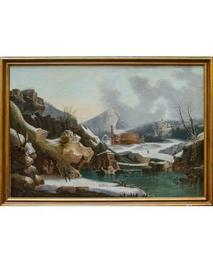 Francesco Foschi (Ancona, 1710 – Roma, 1780), Veduta fantastica invernale con rovine