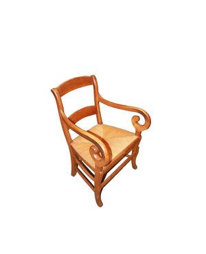 Bellissima Poltrona Rustica Francese del 1800 con Seduta Incannata