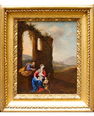 Bottega di Bartholomeus Breenbergh (Deventer, 1598 - Amsterdam, 1657), Sacra Famiglia con San Giovannino