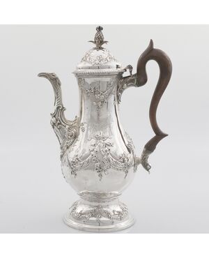 Caffettiera in argento sterling Giorgio III, Charles Wright, Londra, 1771