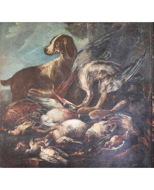 Giovanni Crivelli detto il Crivellino; Milano - Parma 1760, Scena di caccia, olio su tela