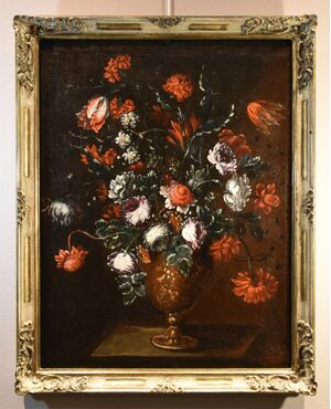 Composizione floreale in vaso sbalzato, Francesca Volò Smiller (Milano, 1657 - 1700)