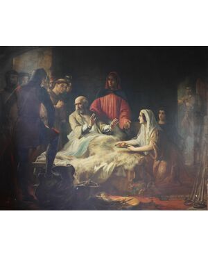 Scuola Italiana; Tratto dal romanzo di Massimo d'Azeglio Niccolò de' Lapi, ovvero i Palleschi e i Piagnoni, XIX secolo, olio su tela