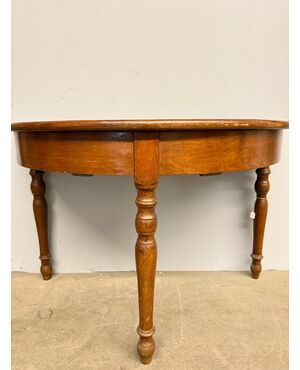 Antica console mezzaluna in castagno Luigi Filippo, metà '800, 71x106x52 cm, Umbria