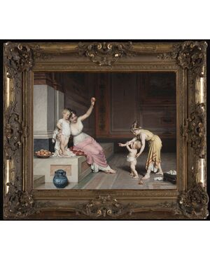 Dipinto di Egisto Sarri (Figline Valdarno 1837 – Firenze 1901) , “Primi Passi”