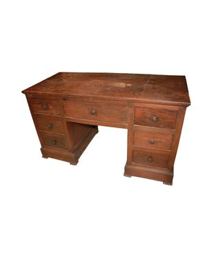 Scrivania italiana con 7 Cassetti in legno di Noce