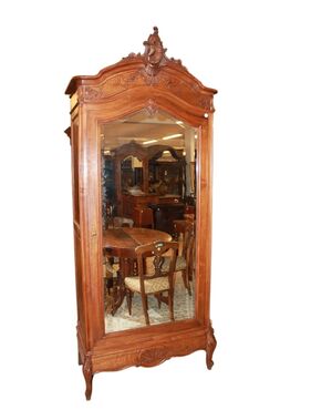 Armadio Francese stile Luigi Filippo in legno di noce con specchio 1 anta