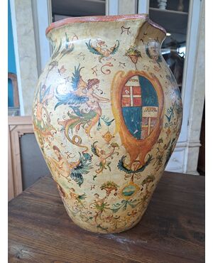 Vaso in terracotta dipinto dell'Ottocento