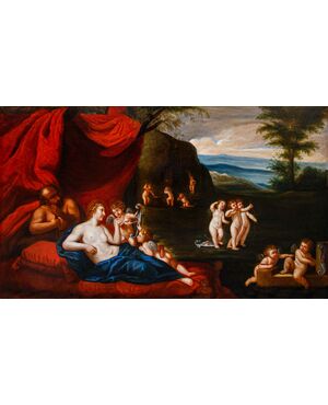 Cerchia di Francesco Albani (Bologna, 1578 – 1660), Il riposo di Venere e Vulcano 