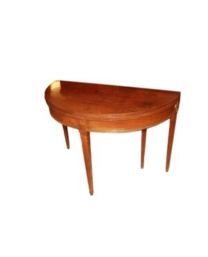 Tavolo Consolle a Mezzaluna Francese Stile Luigi XVI in Legno di Mogano
