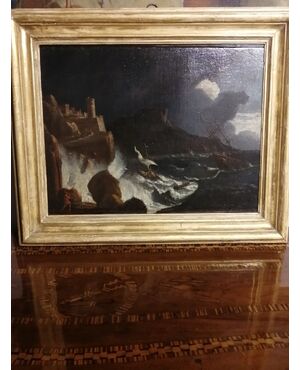 Filippo Teodoro di Liagno, known as Filippo d'Angeli or Filippo Napoletano (Rome, 1589 – Rome, 1629) - Marine Storm - oil on canvas