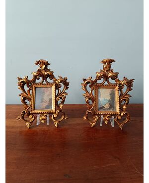 Coppia di dipinti in miniatura