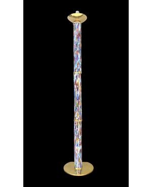 Lampada da terra  in vetro murrina con dettagli in ottone.Murano.