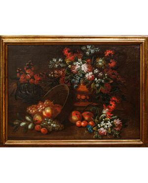 Domenico Levo (attivo nella seconda metà del XVII secolo), Natura morta con fiori e frutta