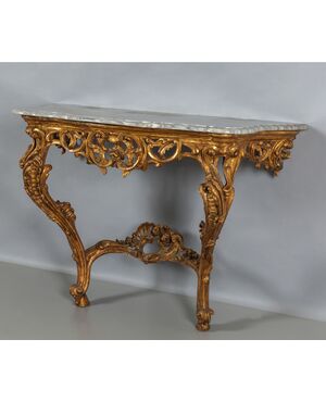 Consolle in legno intagliato e dorato, Piemonte, Epoca barocchetto, metà XVIII secolo