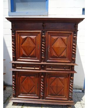 Credenza/DISPENSA Luigi XIII in NOCE francese PRIMI del 1700