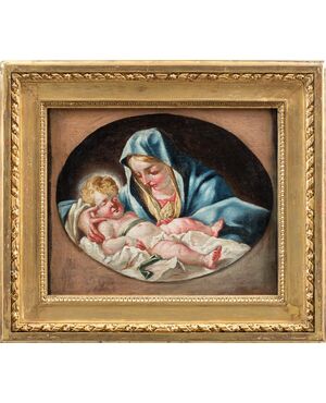 Pittore veneto (XVIII sec.) - Madonna con Bambino.