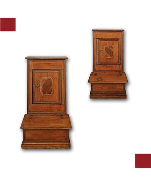 COPPIA DI INGINOCCHIATOI IN NOCE LUIGI XIV FINE XVII SECOLO 