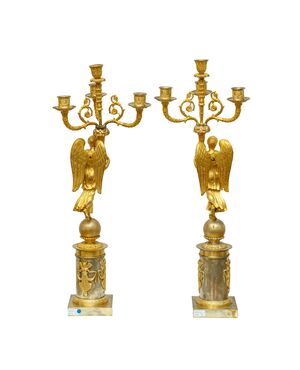 Francia, epoca Impero, Coppia di candelabri a quattro luci