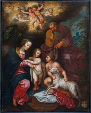 Cerchia di Pieter Paul Rubens (1577-1640), Sacra Famiglia con San Giovannino