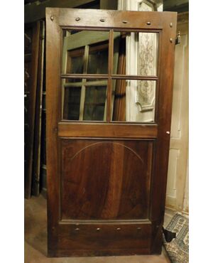 pti641 - glass door in walnut, 19th century, size cm l 100 xh 202 x th. 3     