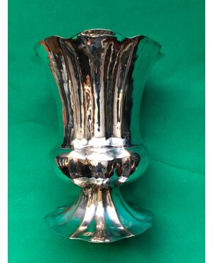 Trumpet vase in silver-plated brass Italy     