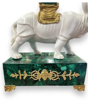  Coppia di Obelischi in Malachite e Bronzo dorato, XIX Secolo 