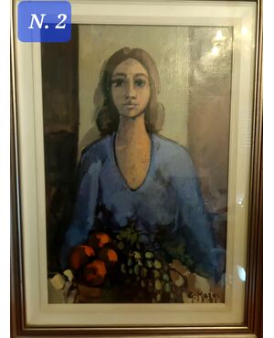 DIPINTO AD OLIO "FIGURA IN BLU" G.MAGGI 
