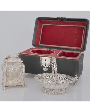 Contenitore per tè Giorgio II montato in argento sterling, Londra, 1754