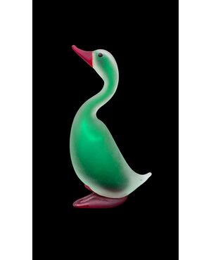 Anatra in vetro pesante acidato.Franco Moretti Murano.