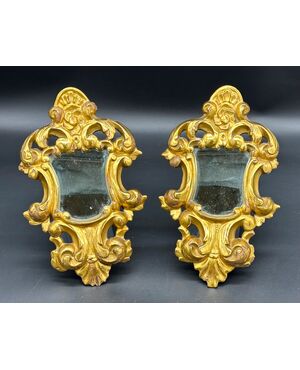 Coppia di piccole specchiere dorate - XIX sec. 