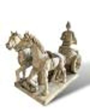  Rara Coppia di Sculture in Marmo Bianco, Bighe Romane, XIX Secolo 