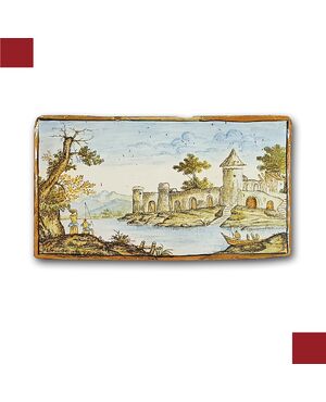 PLACCA IN MAIOLICA CASTELLI FINE XVII SECOLO 