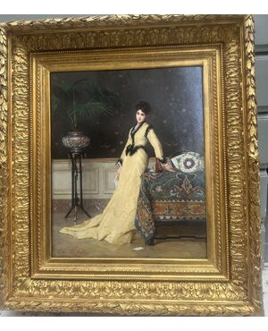 Dipinto di Gustave De Jonghe (Courtrai 1829 – Anversa 1893), "La lettera d’amore"