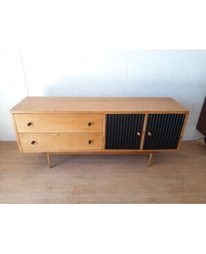 MOBILE BASSO CREDENZA DESIGN MODERNO IN ROVERE MASSELLO , ANNI '80