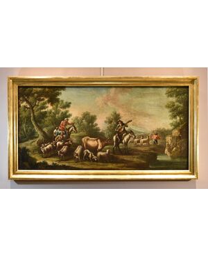Paesaggio con idillio pastorale, Christian Reder (Lipsia 1656 - Roma 1729)