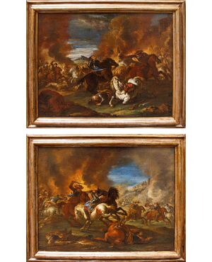 Workshop of Francesco Monti, known as il Brescianino (Brescia, 1646 – Piacenza, 1703), Pair of battle scenes