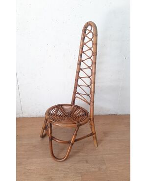SEDIA IN BAMBOO CON SCHIENALE ALTO STILE BONACINA ANNI 60