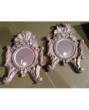 Small Italian mirrors from the 1700s in Meccato wood.