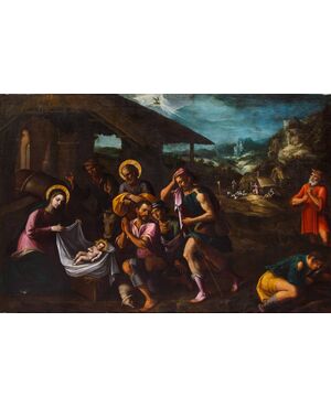 Nordic artist active in Italy, last quarter of the 16th century, Adoration of the Shepherds
