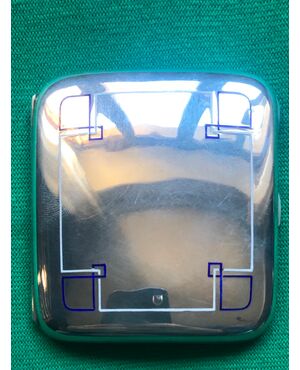 Cigarette case in silver with geometric enamel decoration Italy.     