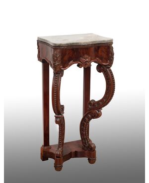 Antique Louis Philippe Belgian console in solid mahogany. Period 19th century.     