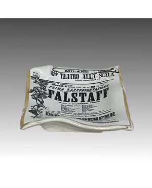 FORNASETTI, Falstaff ashtray, ceramic with graphic print     