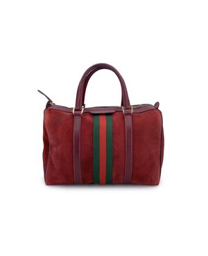GUCCI Borsa a Mano Vintage in Camoscio Col. Bordeaux Boston M