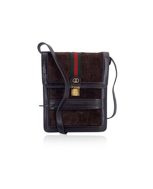 GUCCI Borsa a Tracolla Vintage in Camoscio Col. Marrone Ophidia M